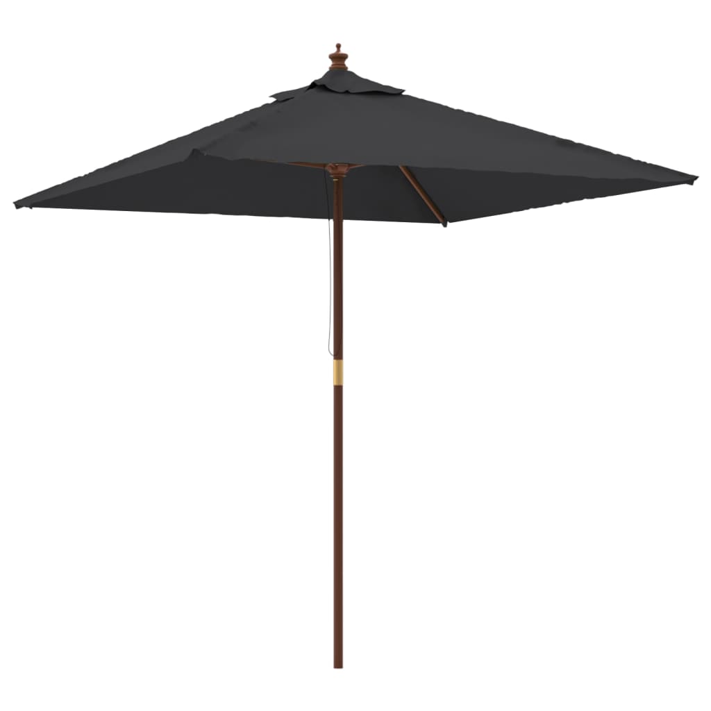 Vidaxl parasol avec poteau en bois 198x198x231 cm noir