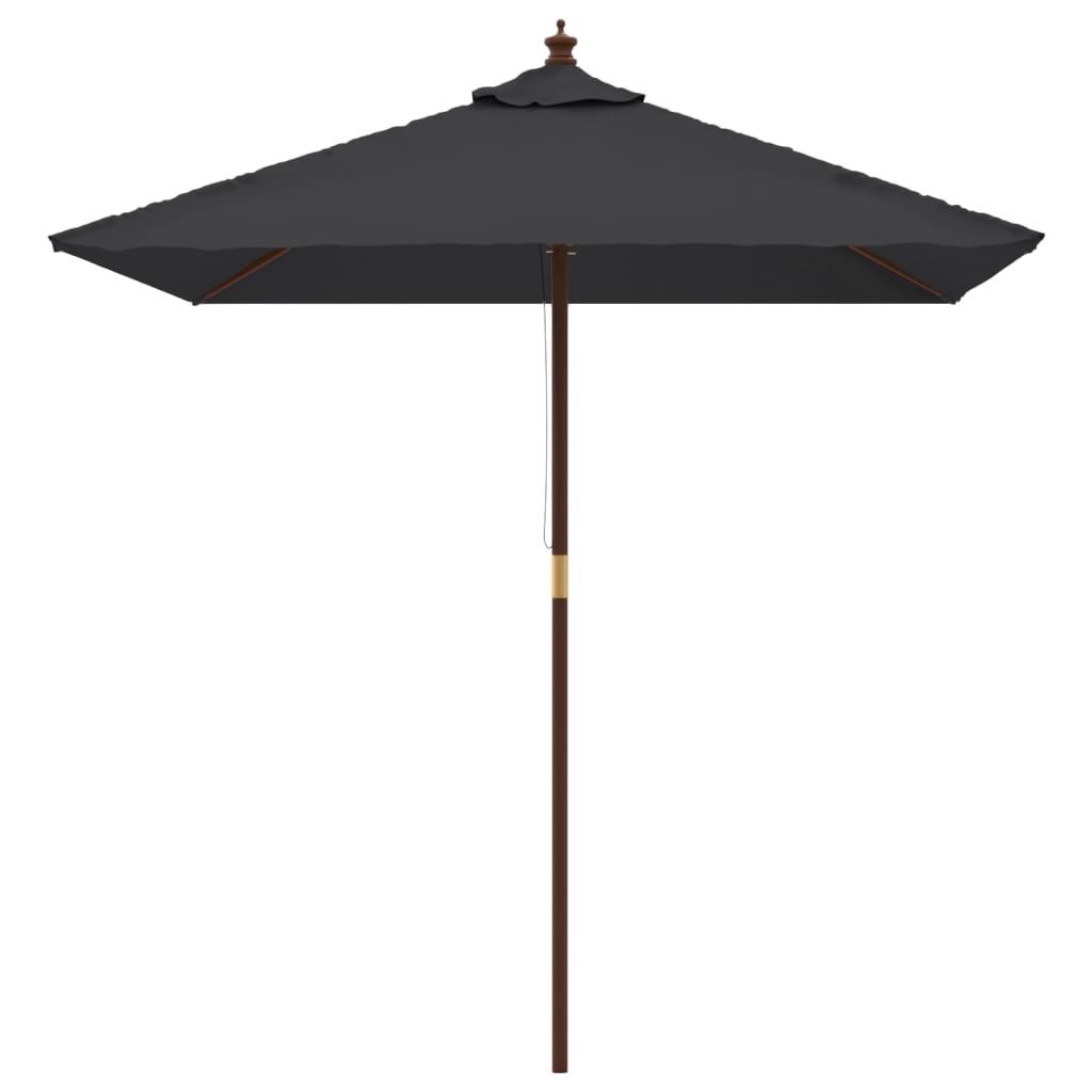 Vidaxl parasol avec poteau en bois 198x198x231 cm noir