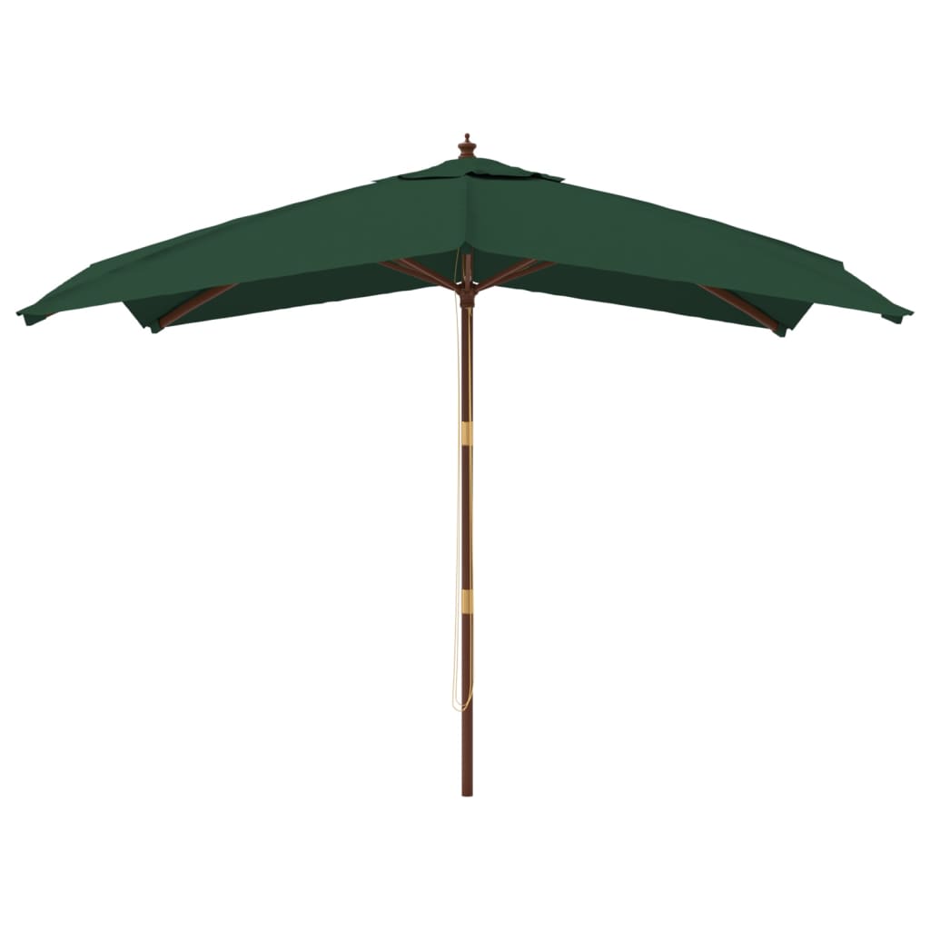 Vidaxl parasol avec poteau en bois 300x300x273 cm vert