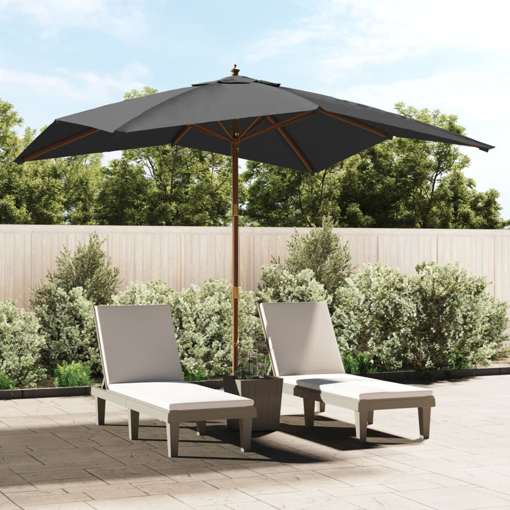 Vidaxl parasol avec poteau en bois 300x300x273 cm anthracite -colored