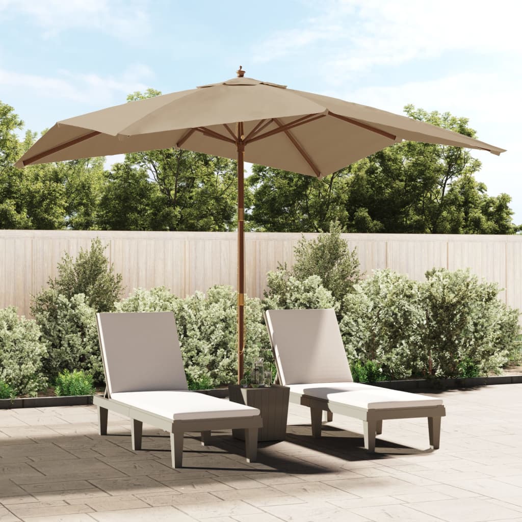 Vidaxl parasol avec poteau en bois 300x300x273 cm taupe