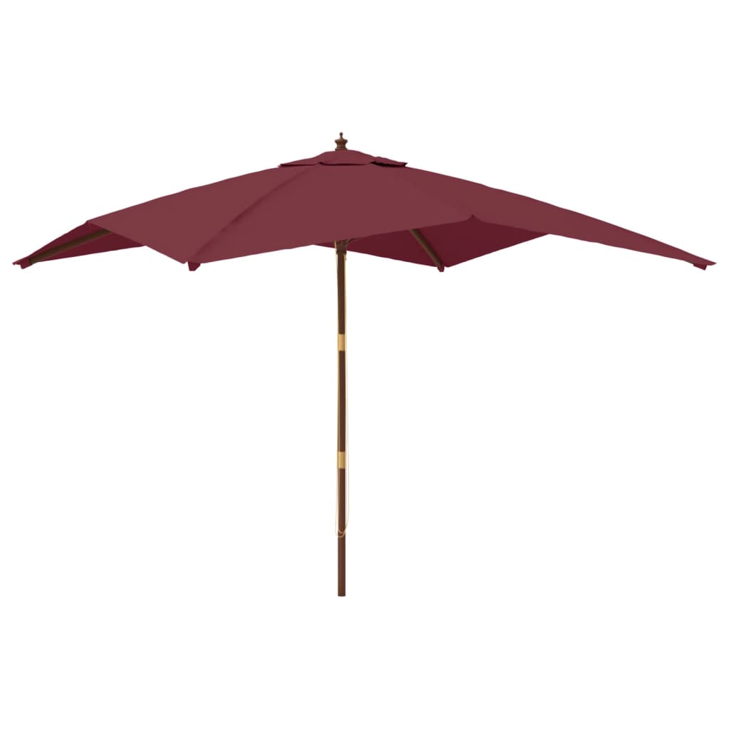 Vidaxl parasol avec poteau en bois 300x300x273 cm bordeaux rouge