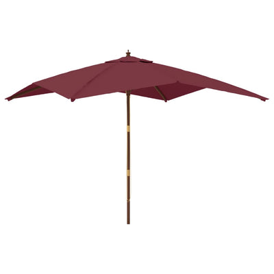 Vidaxl parasol avec poteau en bois 300x300x273 cm bordeaux rouge