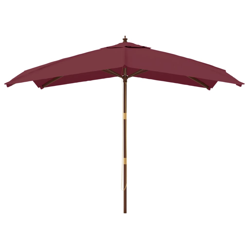 Vidaxl parasol avec poteau en bois 300x300x273 cm bordeaux rouge