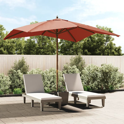 Vidaxl Parasol avec poteau en bois 300x300x273 cm en terre cuite -colored