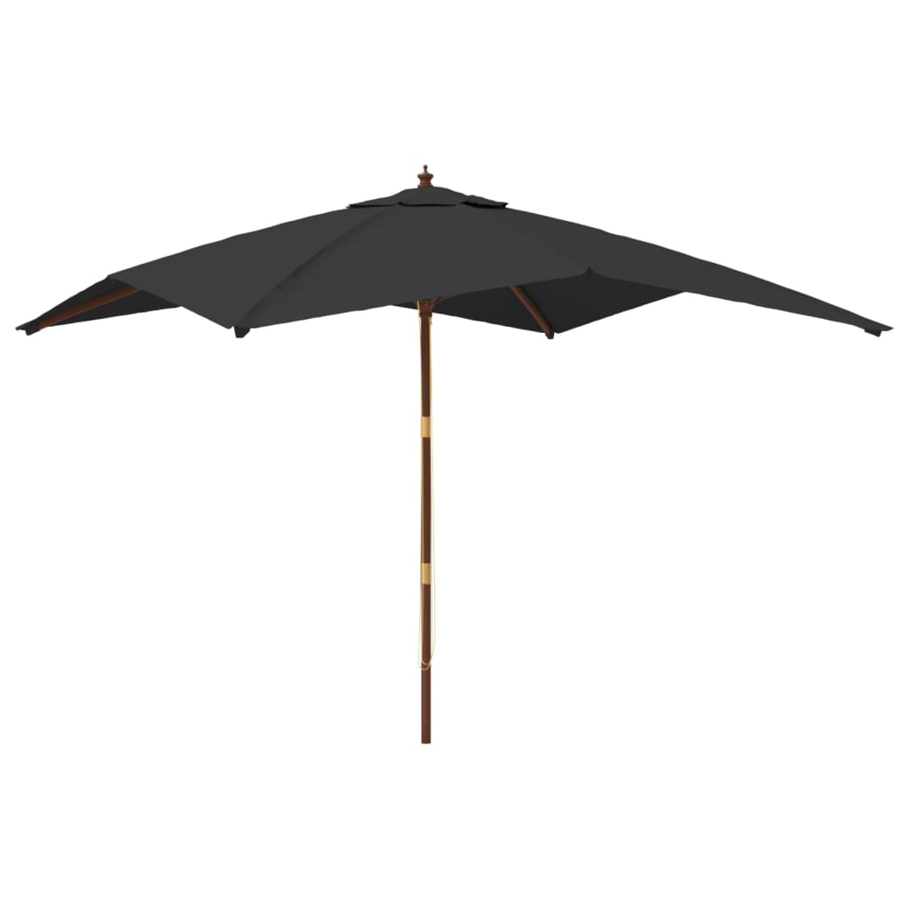Parasol vidaxl avec poteau en bois 300x300x273 cm noir