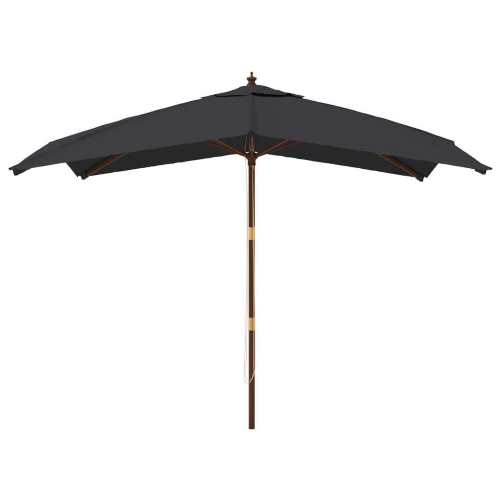 Parasol vidaxl avec poteau en bois 300x300x273 cm noir