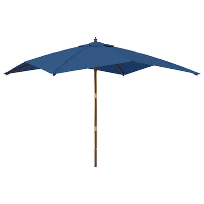 Vidaxl parasol avec poteau en bois 300x300x273 cm bleu azure