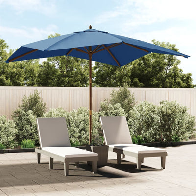 Vidaxl parasol avec poteau en bois 300x300x273 cm bleu azure