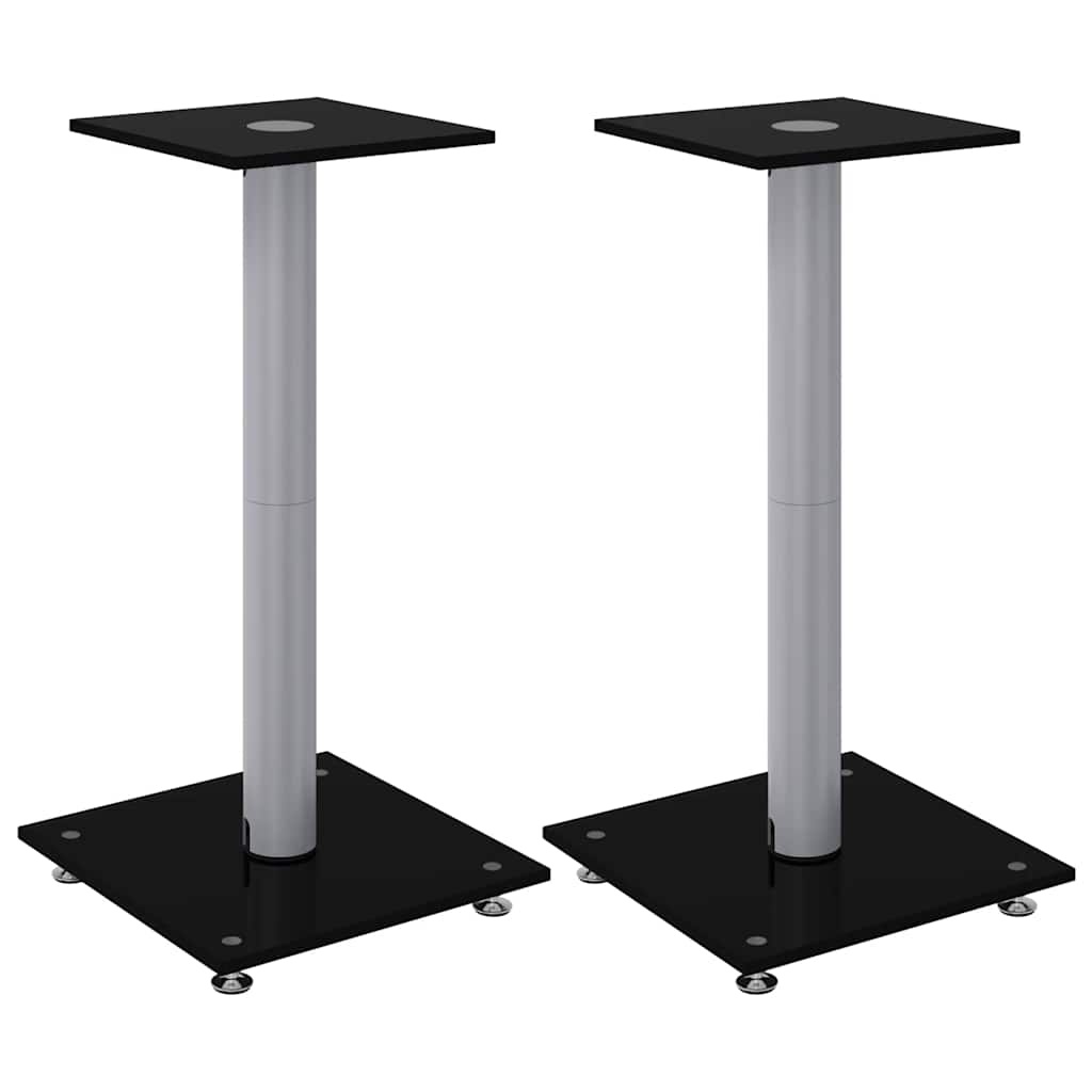 Normes de haut-parleur Vidaxl 2 pcs 1 pilier en verre durci noir et argent