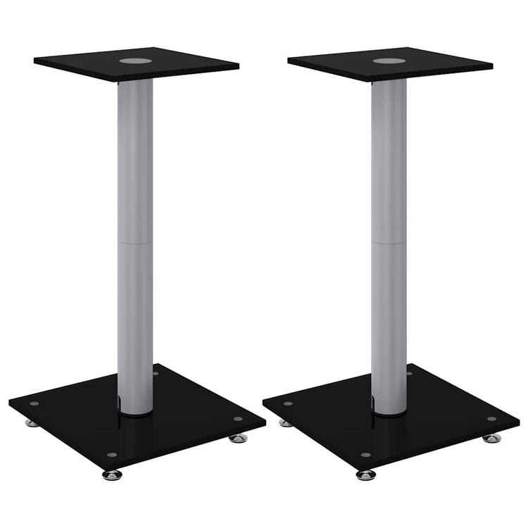 Normes de haut-parleur Vidaxl 2 pcs 1 pilier en verre durci noir et argent