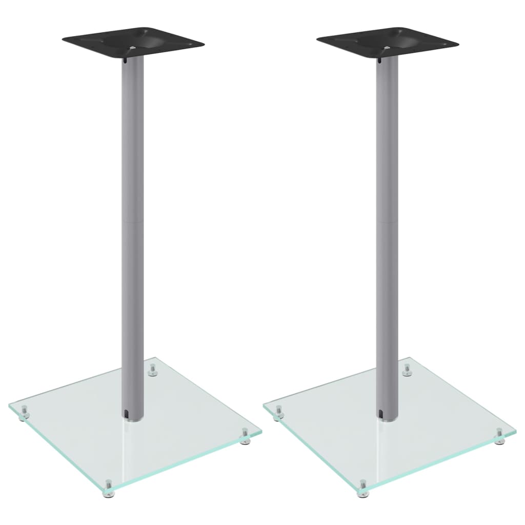 Vidaxl supports d'enceintes 2 pcs 1 pilier verre trempé couleur argent
