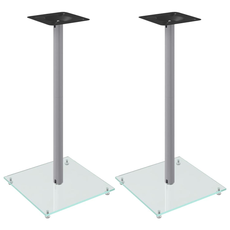 Vidaxl supports d'enceintes 2 pcs 1 pilier verre trempé couleur argent