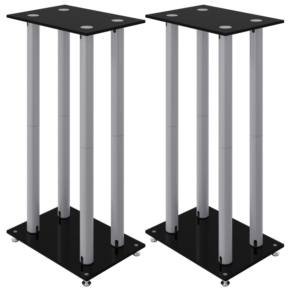 Normes de haut-parleur Vidaxl 2 pcs 4 piliers en verre durci argent