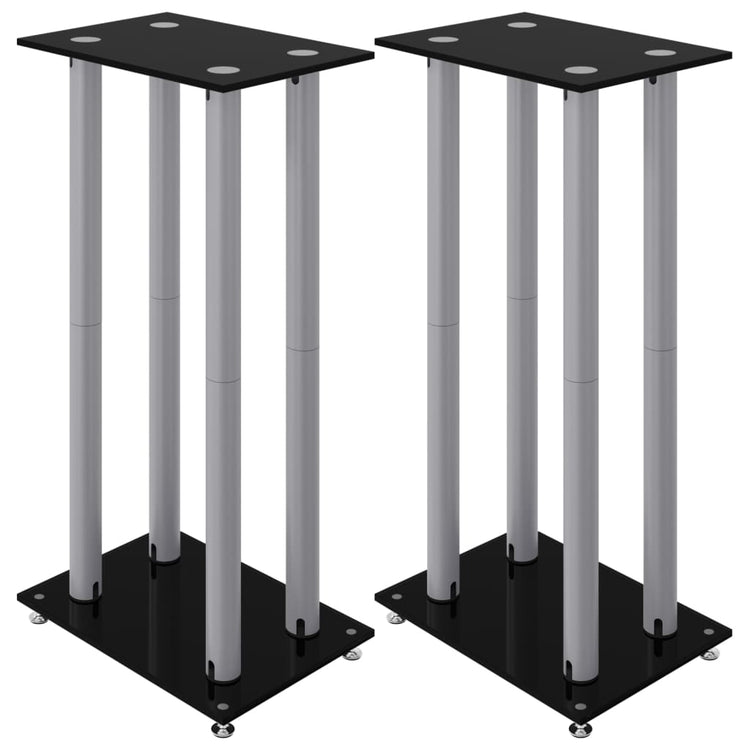 Normes de haut-parleur Vidaxl 2 pcs 4 piliers en verre durci argent