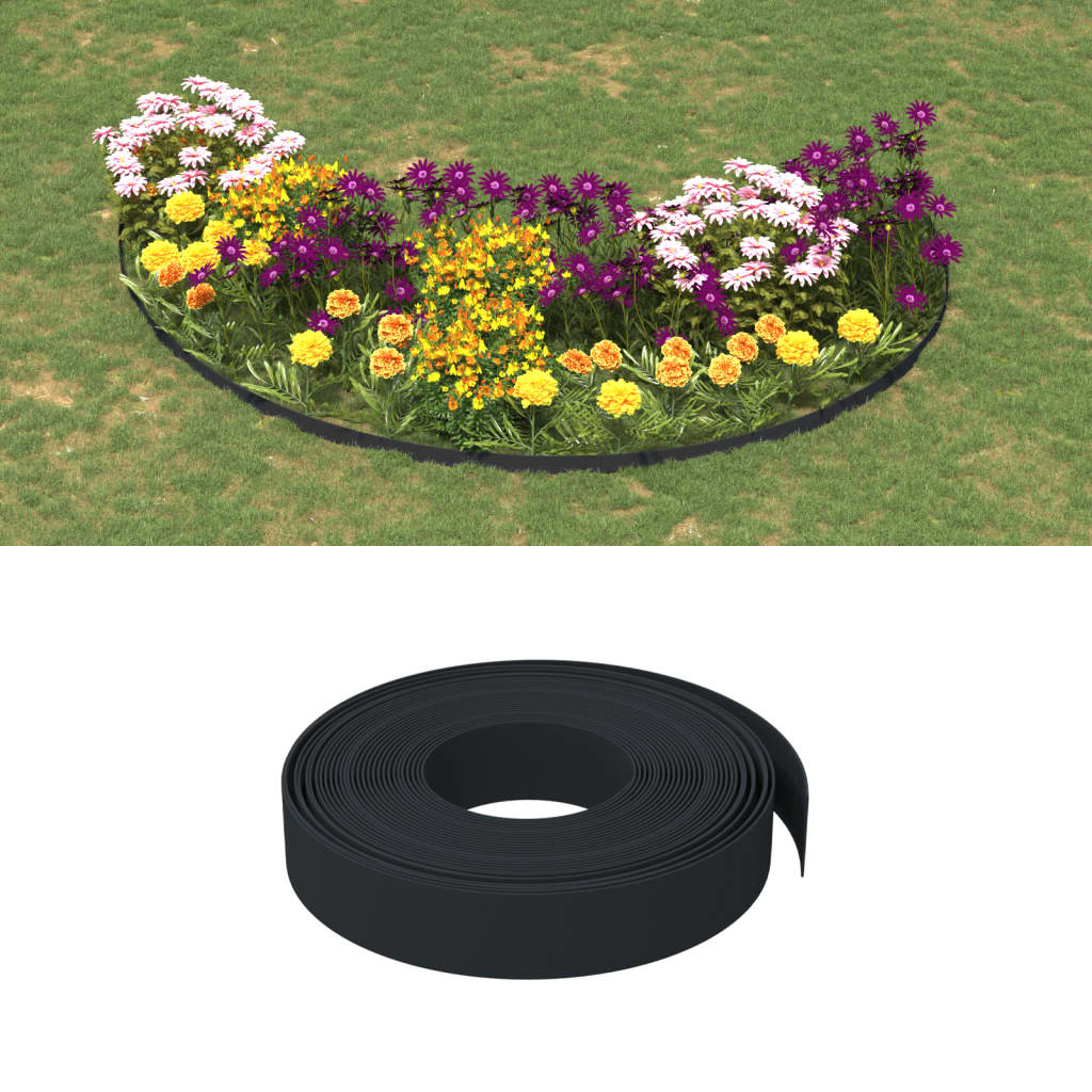 Limite de jardin vidaxl 10 m 10 cm de polyéthylène noir