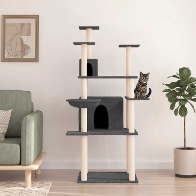 Vidaxl Cat Meubles avec Sisal Scratch Posts 166 cm Gris foncé