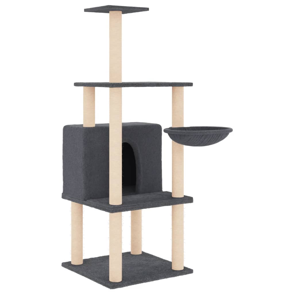 Vidaxl Cat Meubles avec Sisal Scratch Posts 132 cm Gris foncé