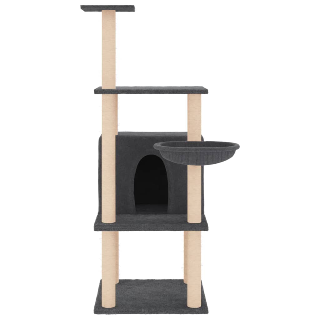 Vidaxl Cat Meubles avec Sisal Scratch Posts 132 cm Gris foncé