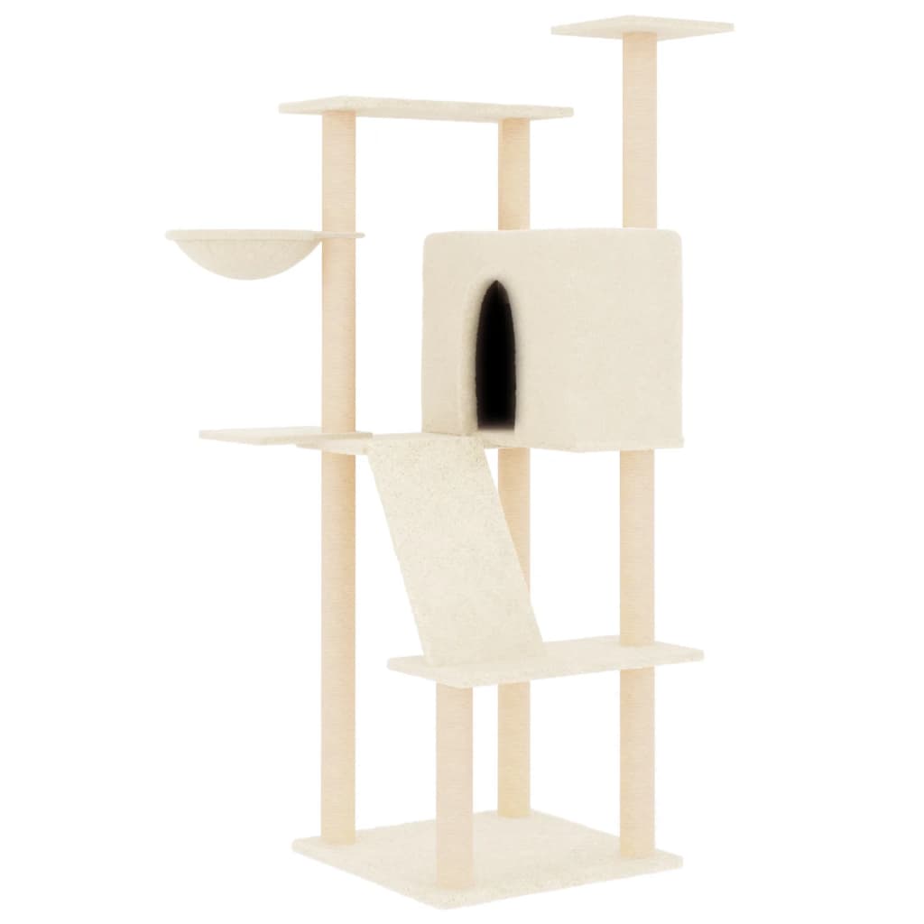 Vidaxl Cat Furniture avec Sisal Scratch Posts 143 cm Crème -Colored
