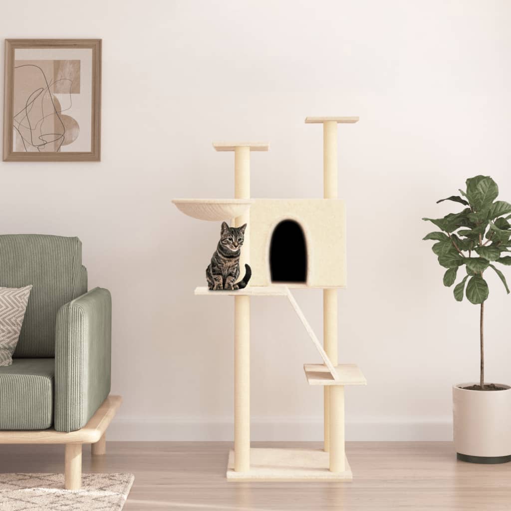 Vidaxl Cat Furniture avec Sisal Scratch Posts 143 cm Crème -Colored