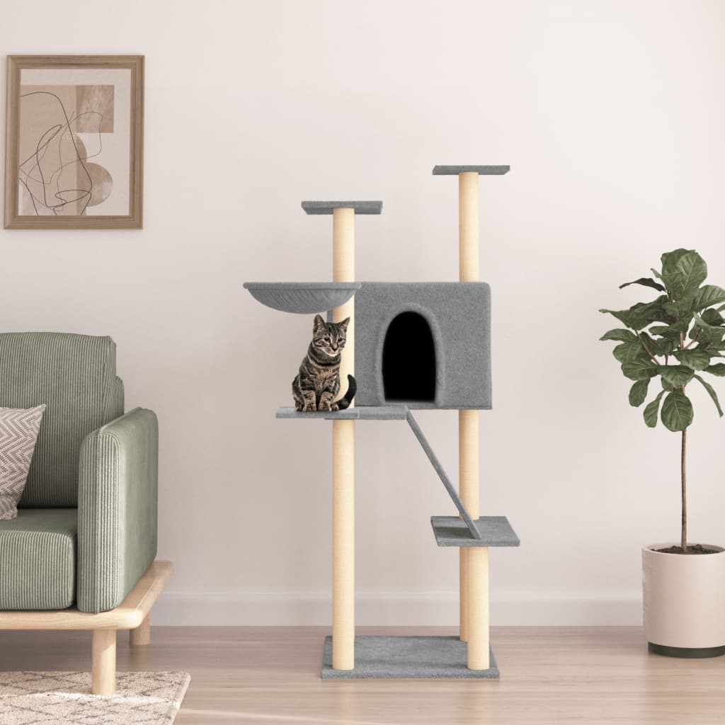 Vidaxl Cat Meubles avec Sisal Scratch Posts 143 cm Gris clair