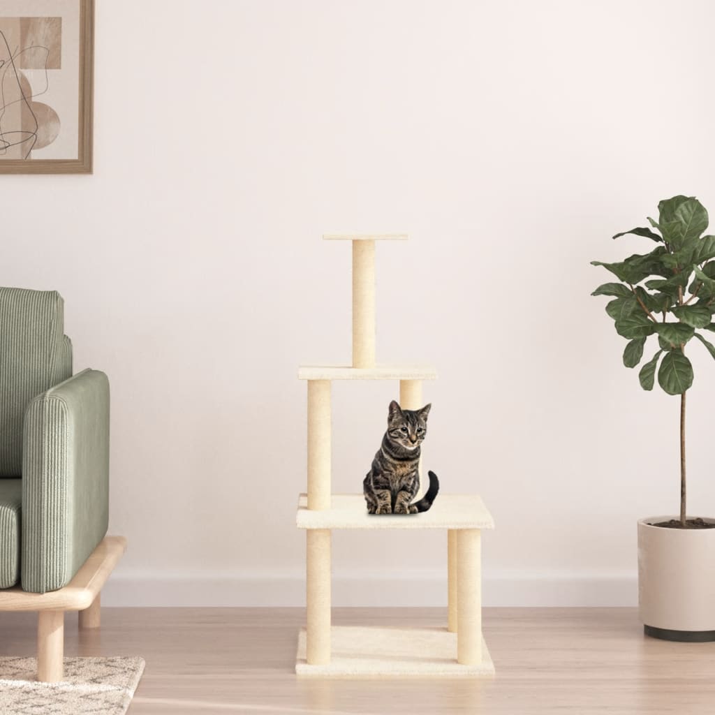 Vidaxl Cat Furniture avec Sisal Scratch Posts 111 cm Crème -Colored