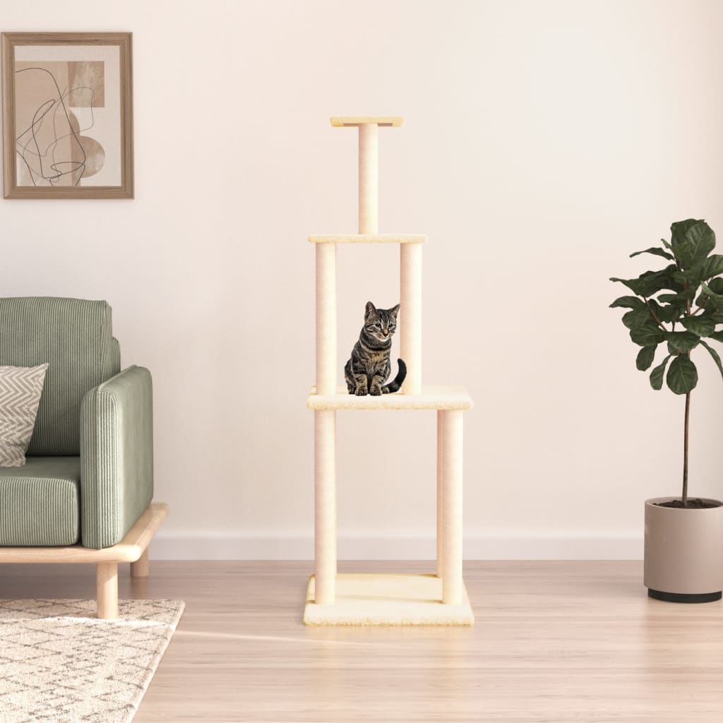 Vidaxl Cat Furniture avec Sisal Scratch Posts 149 cm Crème -Colored