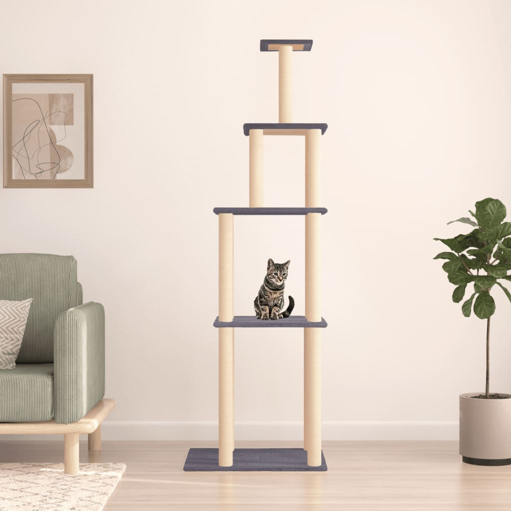 Vidaxl Cat Meubles avec Sisal Scratch Posts 183 cm Gris foncé