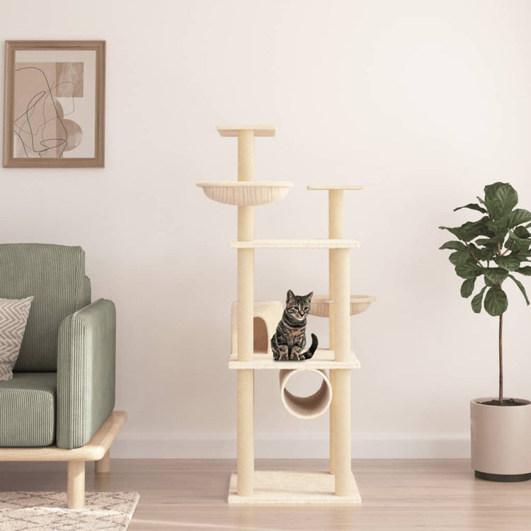Vidaxl Cat Furniture avec Sisal Scratch Posts 141 cm Crème -Colored