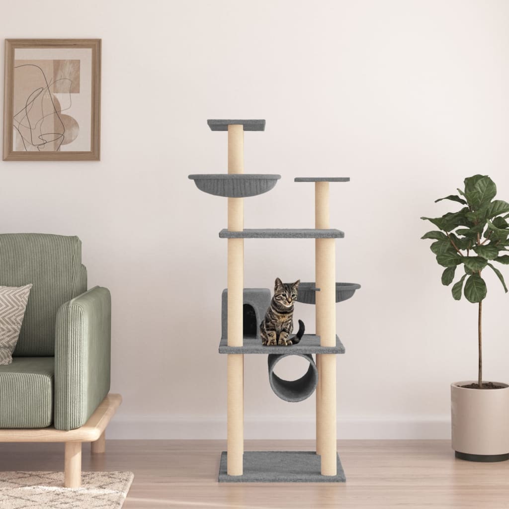 Vidaxl Cat Meubles avec Sisal Scratch Posts 141 cm Gris clair