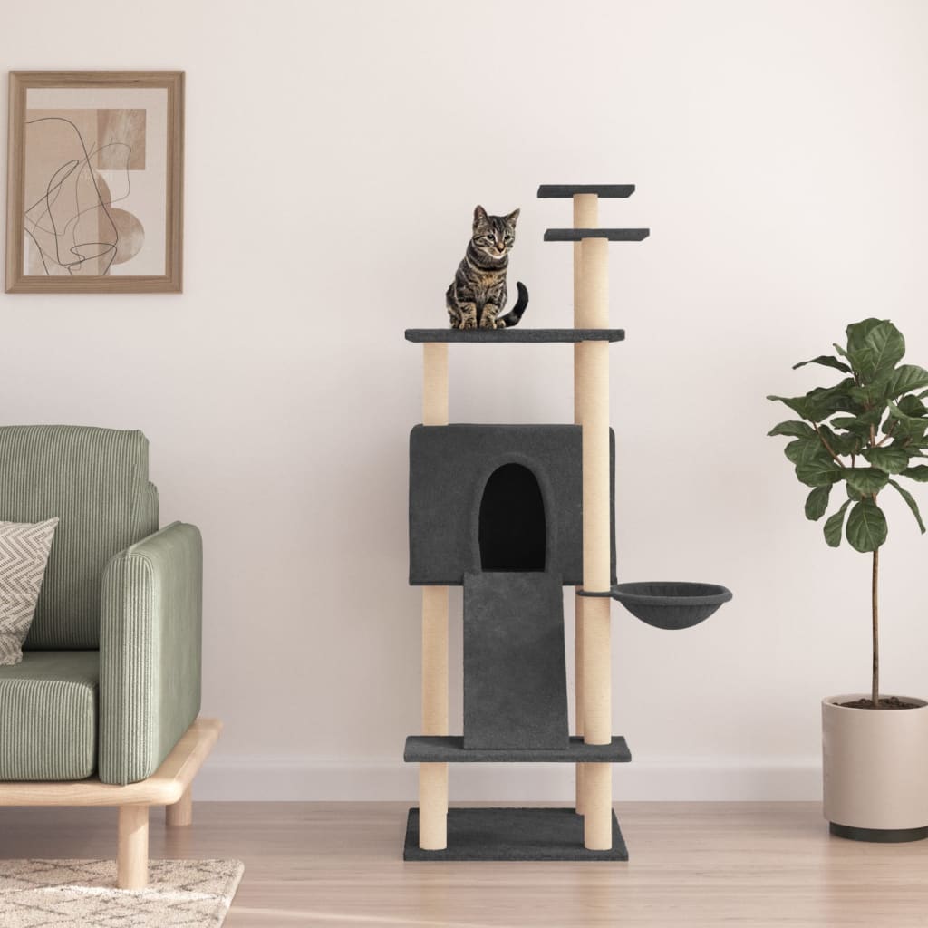 Vidaxl Cat Meubles avec Sisal Scratch Posts 153 cm Gris foncé