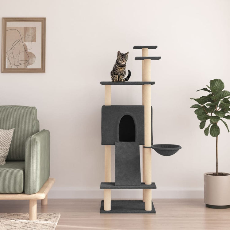 Vidaxl Cat Meubles avec Sisal Scratch Posts 153 cm Gris foncé