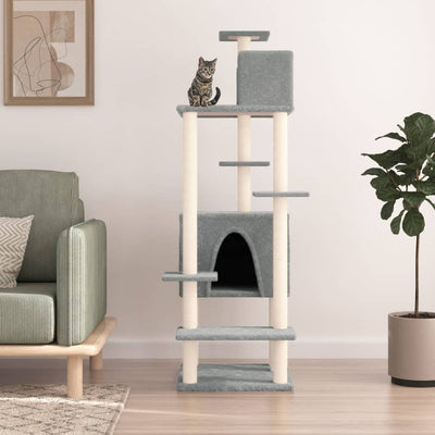 Vidaxl Cat Meubles avec Sisal Scratch Posts 154 cm Gris clair