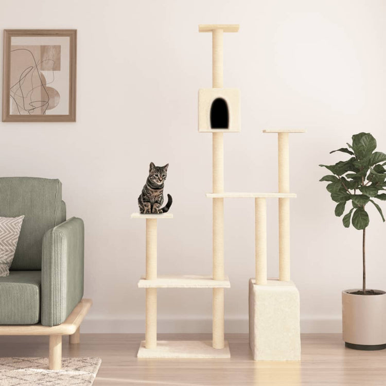 Vidaxl Cat Furniture avec Sisal Scratch Posts 180 cm Crème -Colored