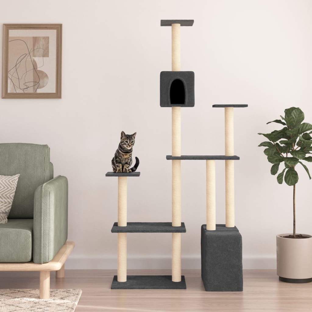 Vidaxl Cat Furniture avec Sisal Scratch Posts 180 cm Gris foncé