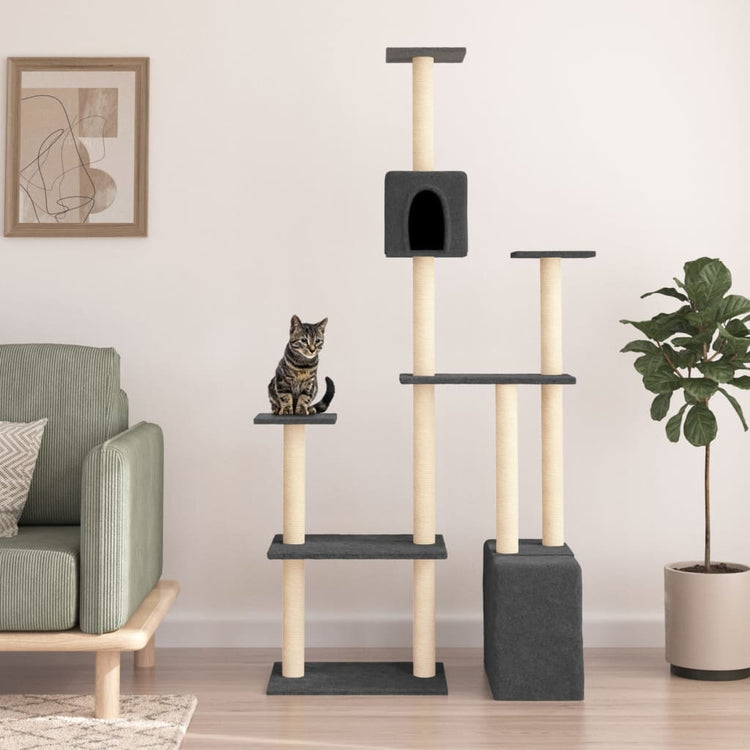Vidaxl Cat Furniture avec Sisal Scratch Posts 180 cm Gris foncé