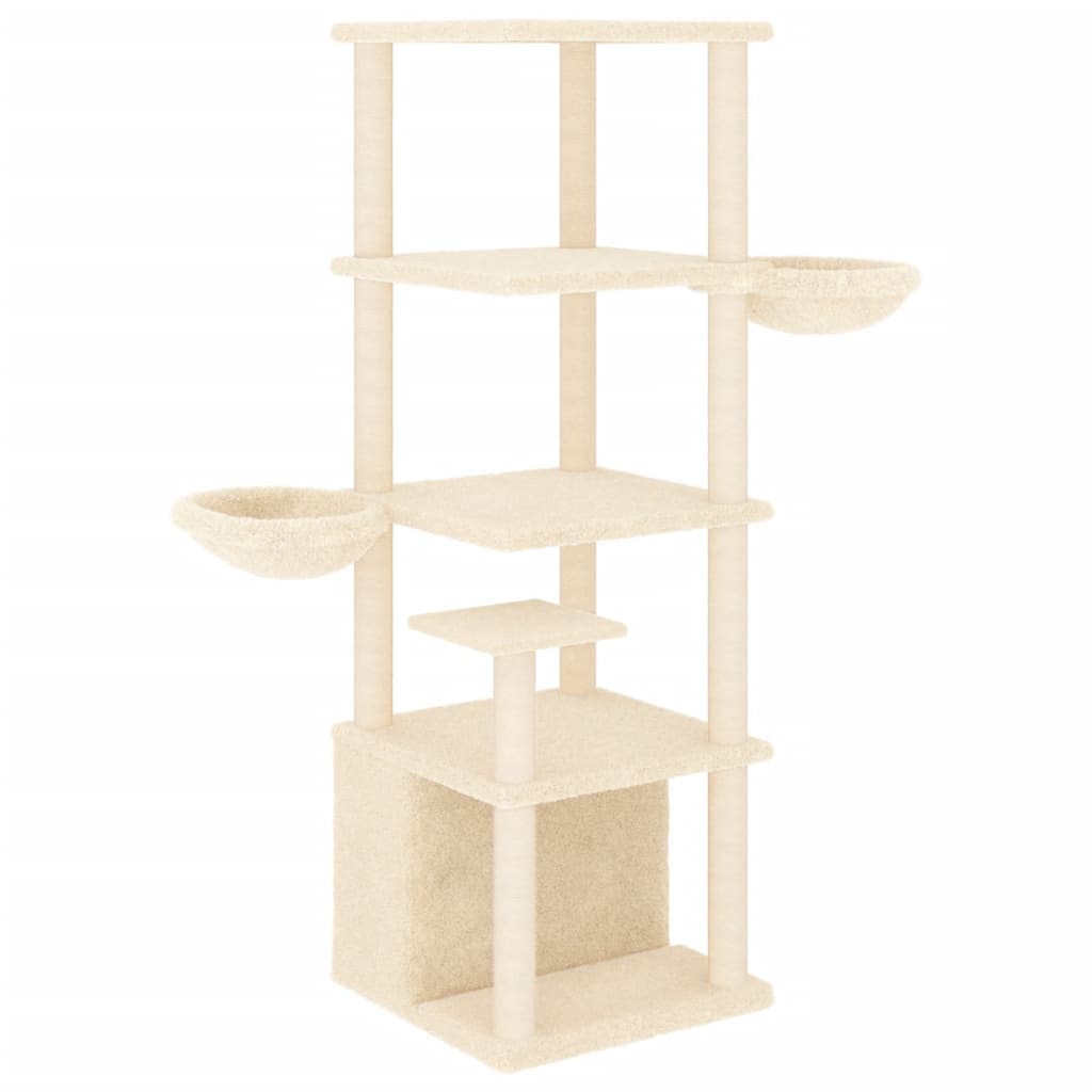 Vidaxl Cat Furniture avec Sisal Scratch Posts 147 cm Crème -Colored