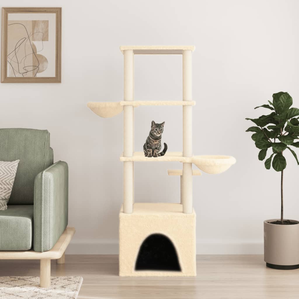 Vidaxl Cat Furniture avec Sisal Scratch Posts 147 cm Crème -Colored