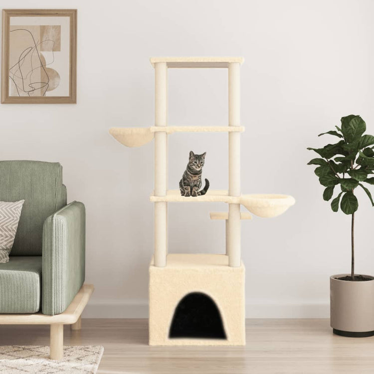 Vidaxl Cat Furniture avec Sisal Scratch Posts 147 cm Crème -Colored