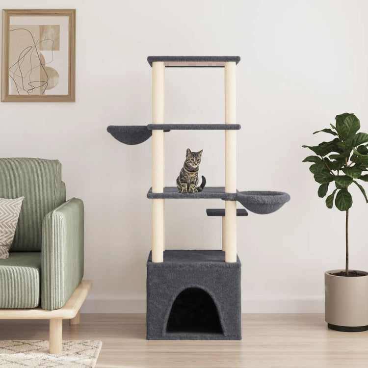 Vidaxl Cat Furniture avec Sisal Scratch Posts 147 cm Gris foncé