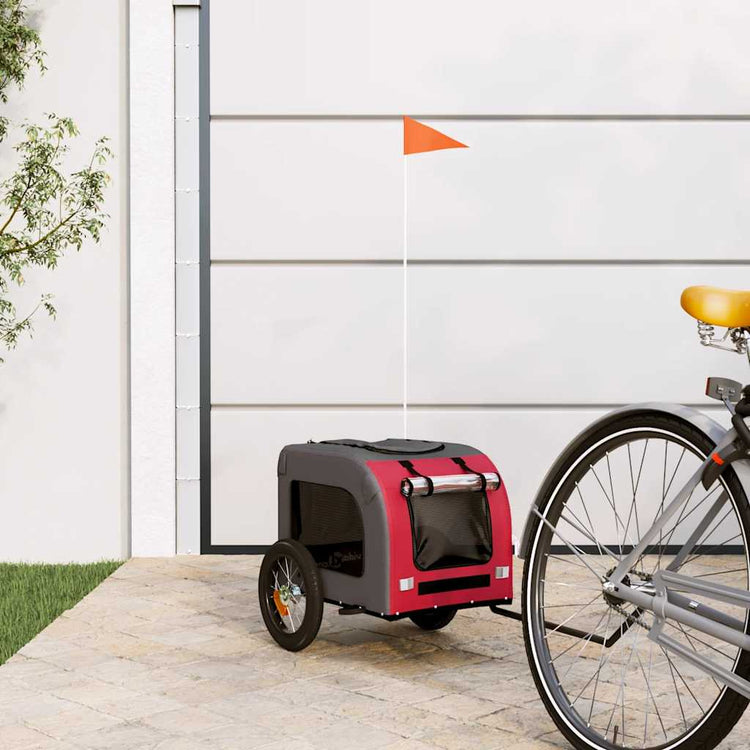VidaXL remorque vélo pour chien tissu oxford et fer rouge et gris