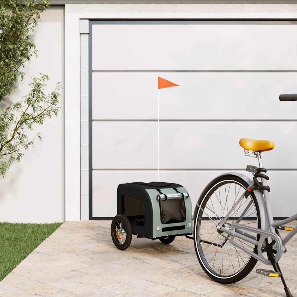 VidaXL remorque vélo pour chien tissu oxford et gris fer et noir