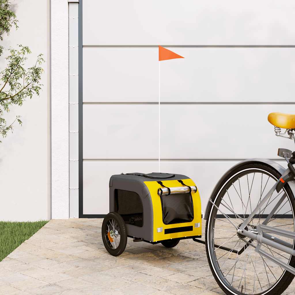 VidaXL remorque vélo pour chien tissu oxford et fer jaune et gris