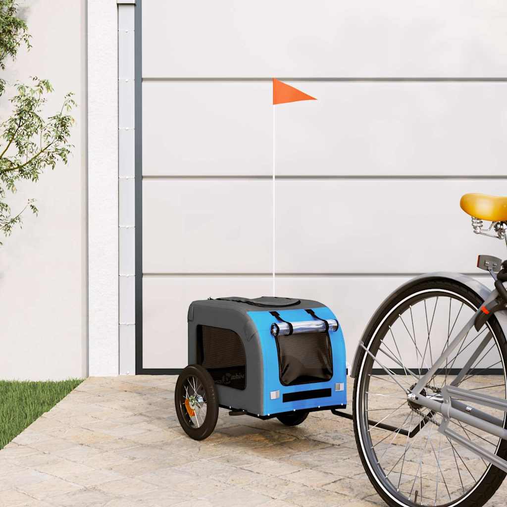 VidaXL remorque vélo pour chien tissu oxford et fer bleu et gris