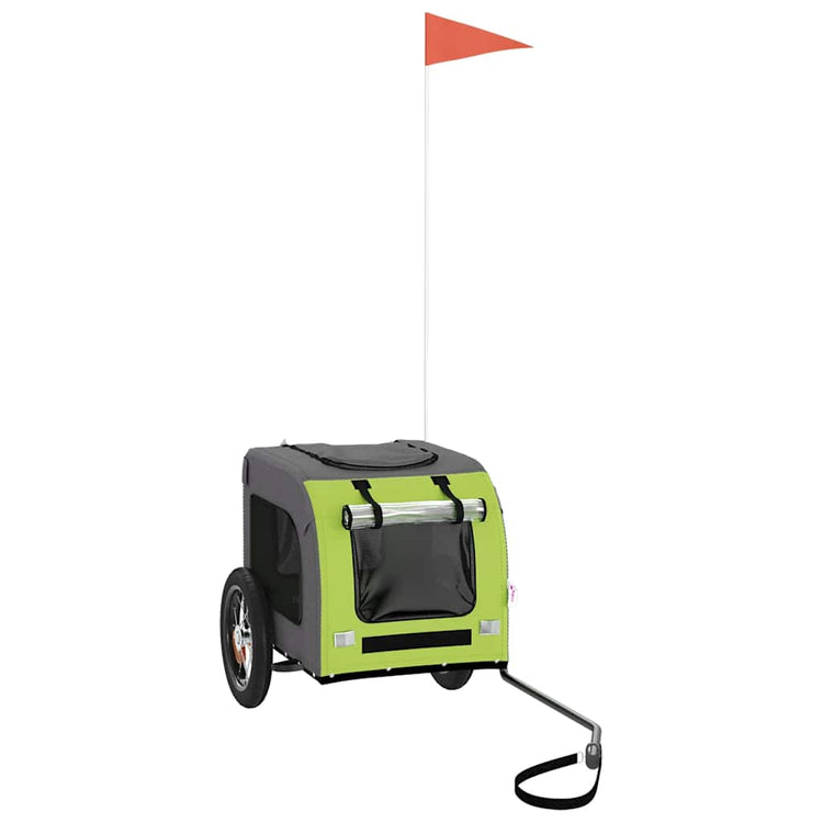 VidaXL remorque vélo pour chien tissu oxford et fer vert et gris