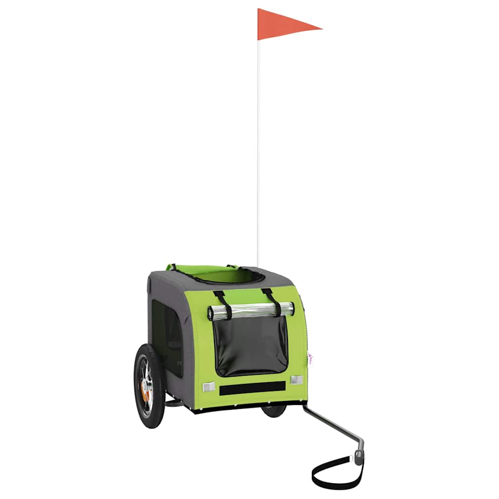 VidaXL remorque vélo pour chien tissu oxford et fer vert et gris
