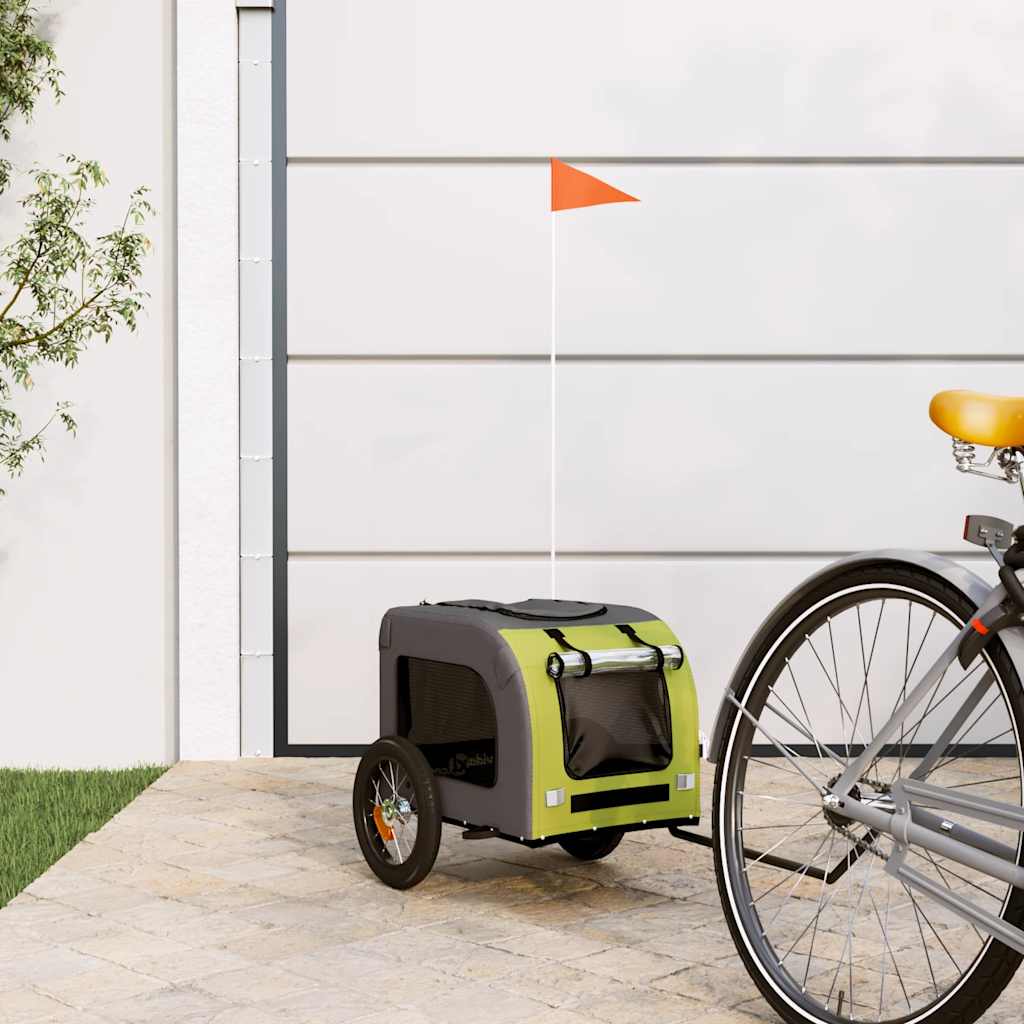 VidaXL remorque vélo pour chien tissu oxford et fer vert et gris