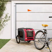 Vidaxl Dog Bike Trailer Oxford Fabric et fer rouge et gris - afbeelding 1