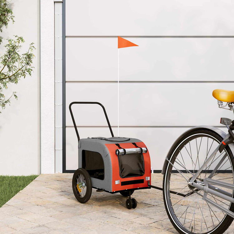 Vidaxxl remorque à vélo pour animaux orange et gris 125 x 53 x 54 cm